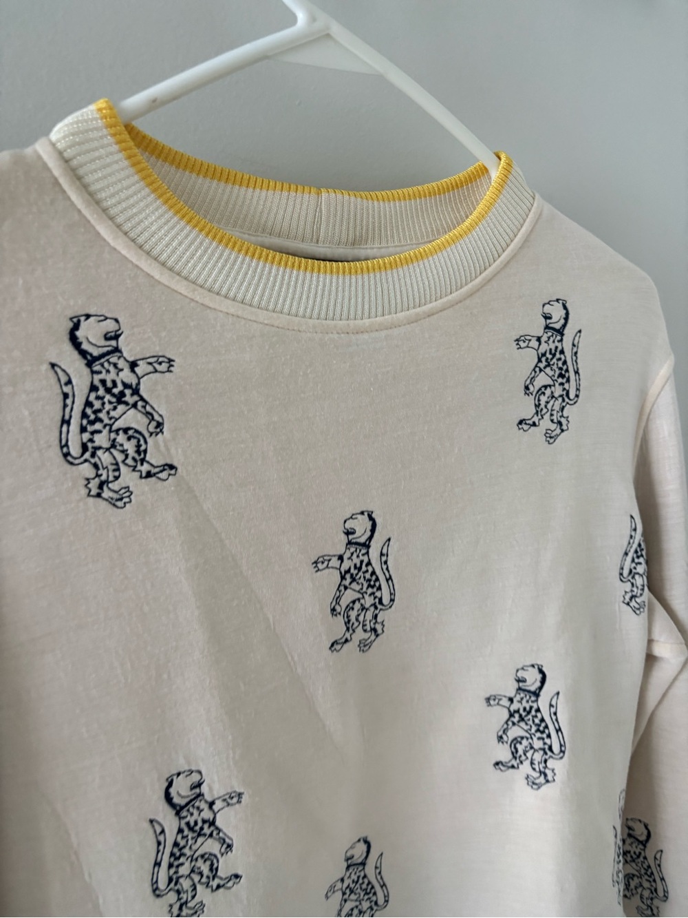 Maje Sweatshirt with Lion/Leopard Print — Cream & Navy - Picture 5 of 7